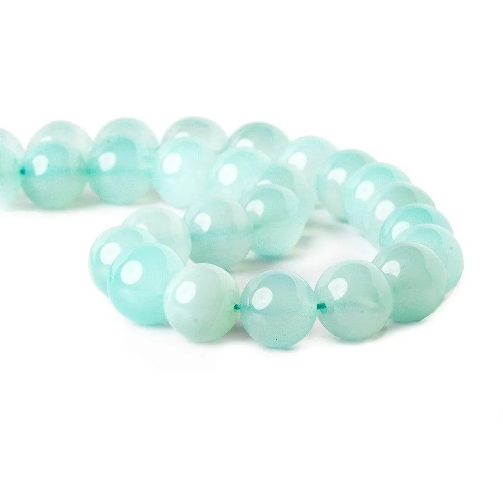 10.5-11mm Sky Blue Chalcedony Plain Rounds 12.5 inch 30 beads