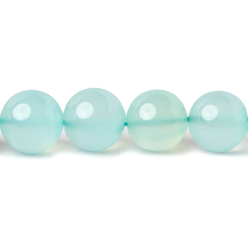10.5-11mm Sky Blue Chalcedony Plain Rounds 12.5 inch 30 beads
