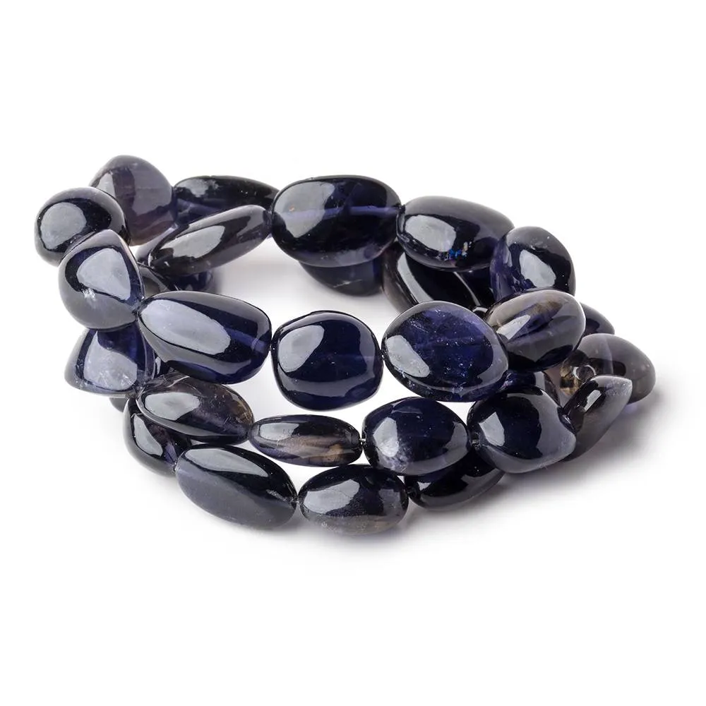 10x12-15x23mm Iolite plain nugget beads 20 inch 35 beads AAA 