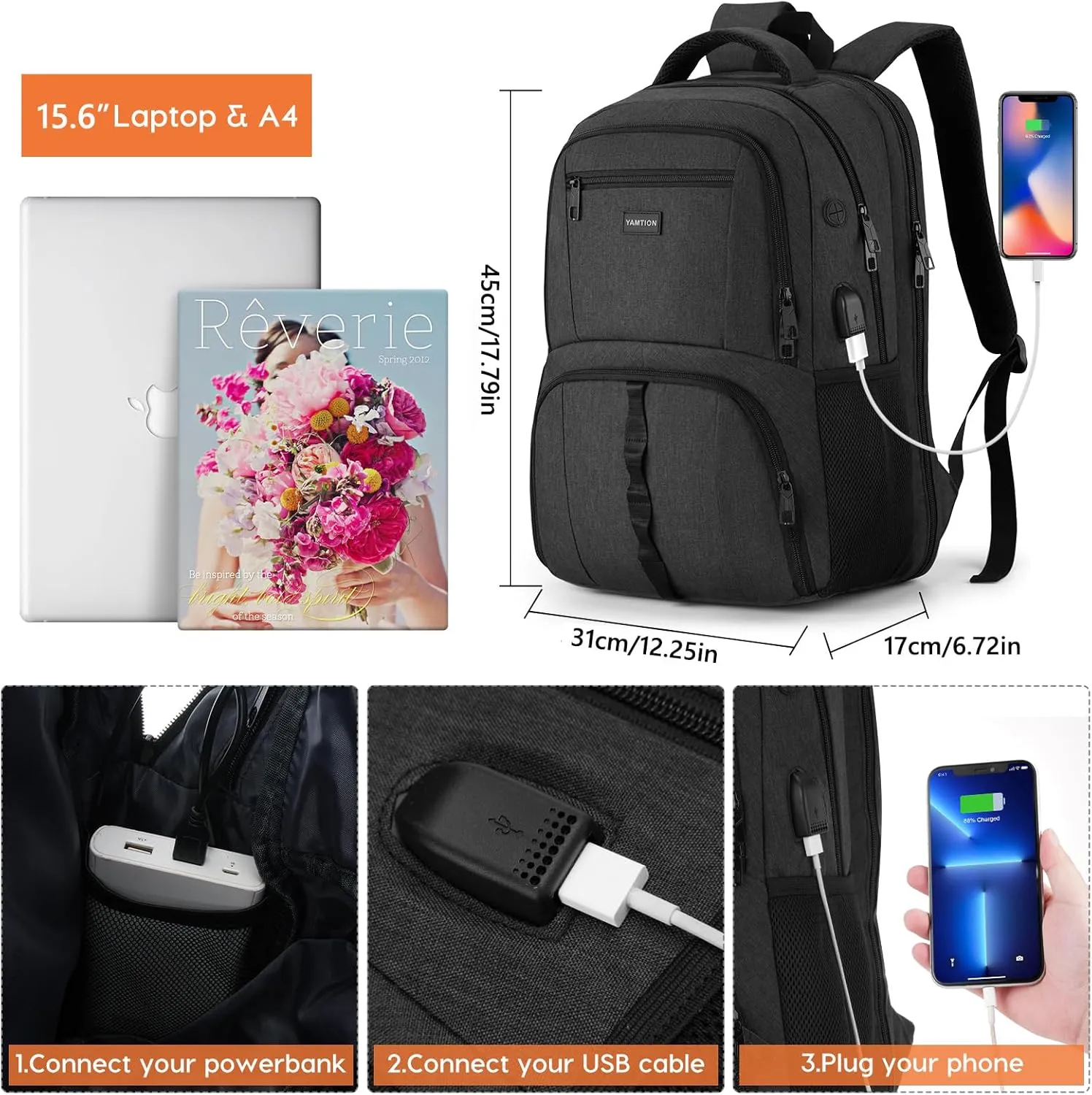 15,6 Inch Laptop Backpack for Men,Gym Backpack with Shoe Compartment,Bookbag for Boys Teens with USB Port for Sports Essentials Wrestling Athletic Crossfit Bowling Gymnastics