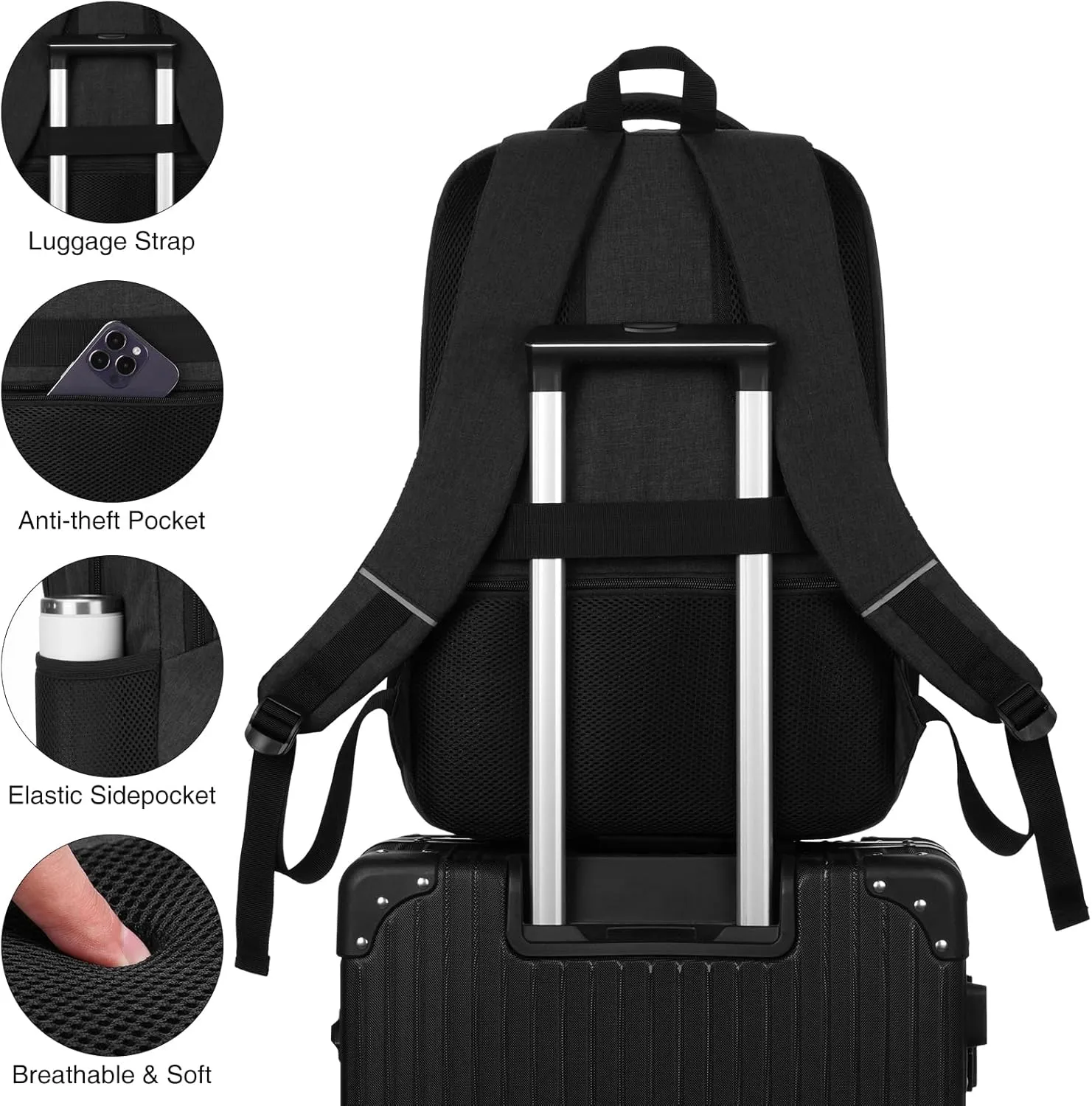 15,6 Inch Laptop Backpack for Men,Gym Backpack with Shoe Compartment,Bookbag for Boys Teens with USB Port for Sports Essentials Wrestling Athletic Crossfit Bowling Gymnastics