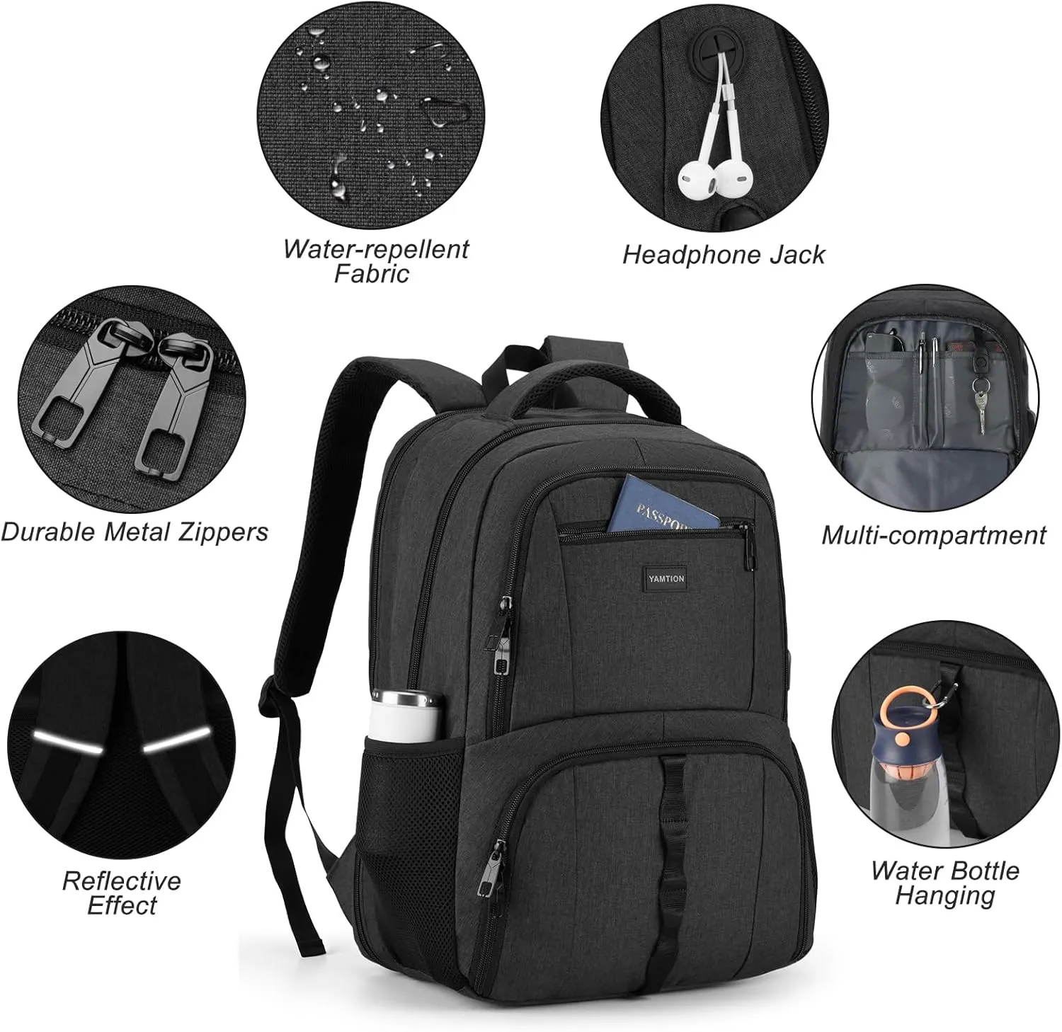 15,6 Inch Laptop Backpack for Men,Gym Backpack with Shoe Compartment,Bookbag for Boys Teens with USB Port for Sports Essentials Wrestling Athletic Crossfit Bowling Gymnastics