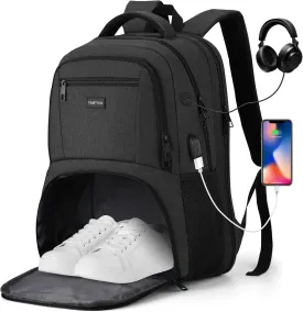 15,6 Inch Laptop Backpack for Men,Gym Backpack with Shoe Compartment,Bookbag for Boys Teens with USB Port for Sports Essentials Wrestling Athletic Crossfit Bowling Gymnastics