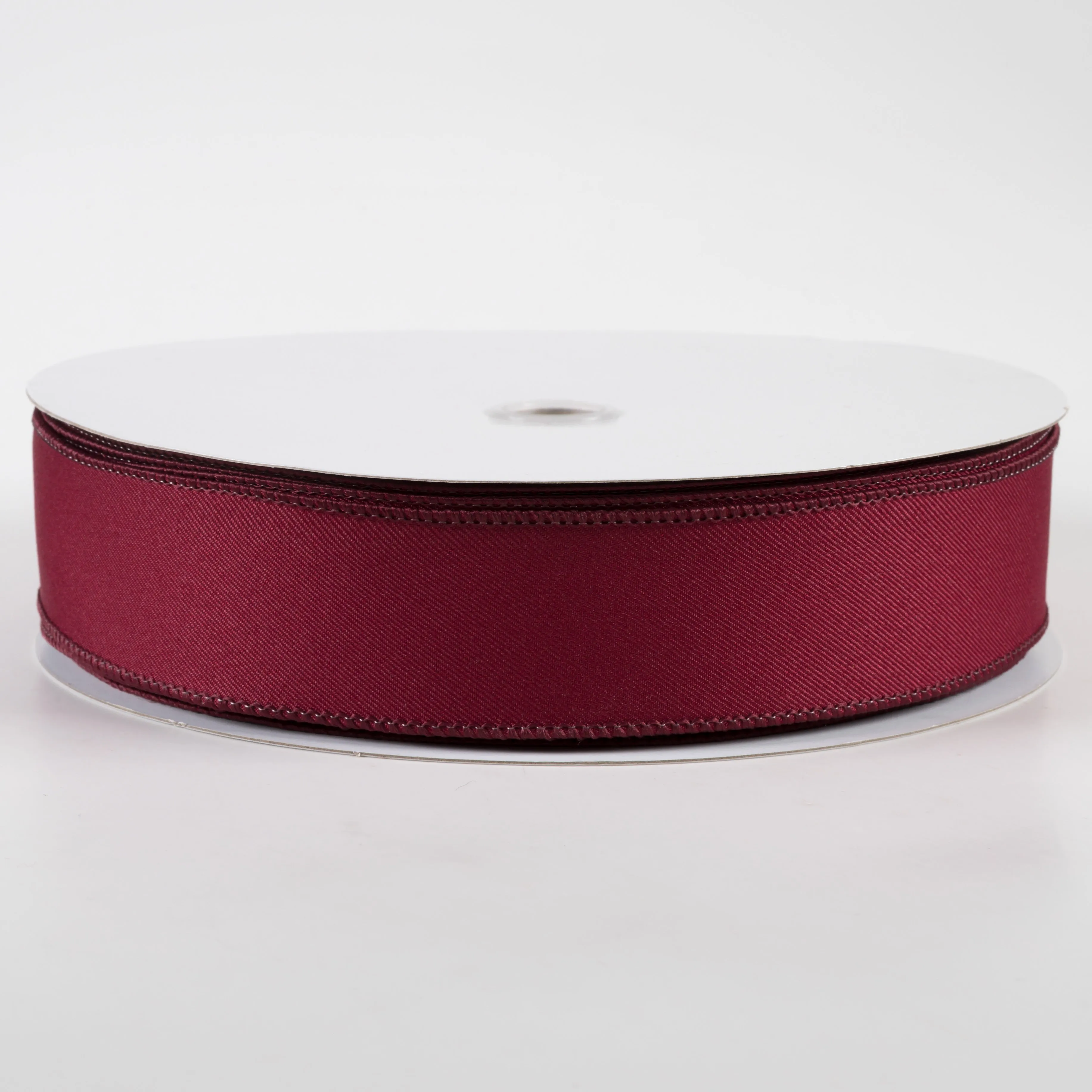 1.5" Diagonal Weave Fabric Ribbon: Wine (50 Yards)