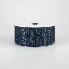 1.5" Elegant Metallic Weave Ribbon: Navy & Gold (10 Yards)