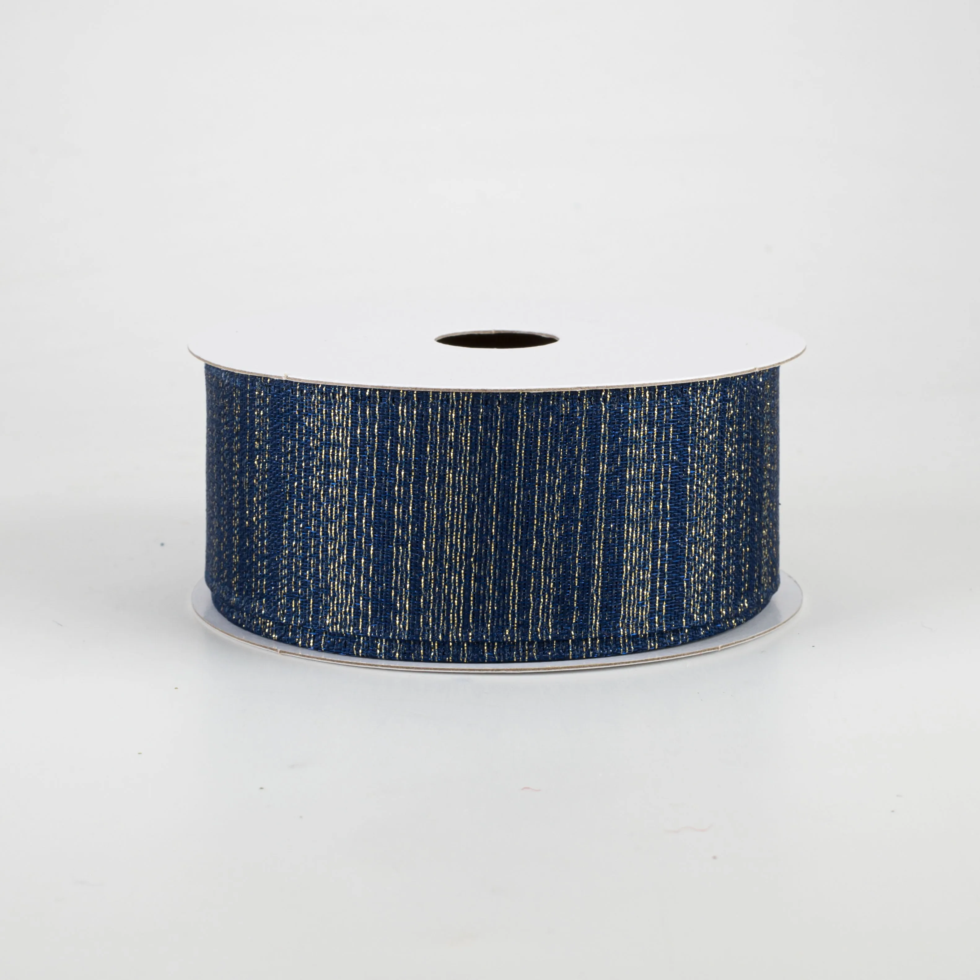 1.5" Elegant Metallic Weave Ribbon: Navy & Gold (10 Yards)