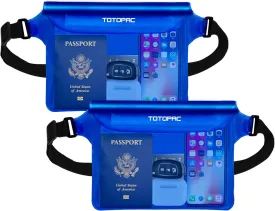 2-Pack Waterproof Fanny Pack, Phone Pouch with Waist Strap, 9x6.7 Inch Dry Bag for Phone, Cash, and Valuables  for Swimming, Kayaking, Boating, Snorkeling, and Water Sports (2, Blue   Blue)