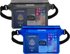 2-Pack Waterproof Fanny Pack, Phone Pouch with Waist Strap, 9x6.7 Inch Dry Bag for Phone, Cash, and Valuables  for Swimming, Kayaking, Boating, Snorkeling, and Water Sports (2, Grey   Blue)