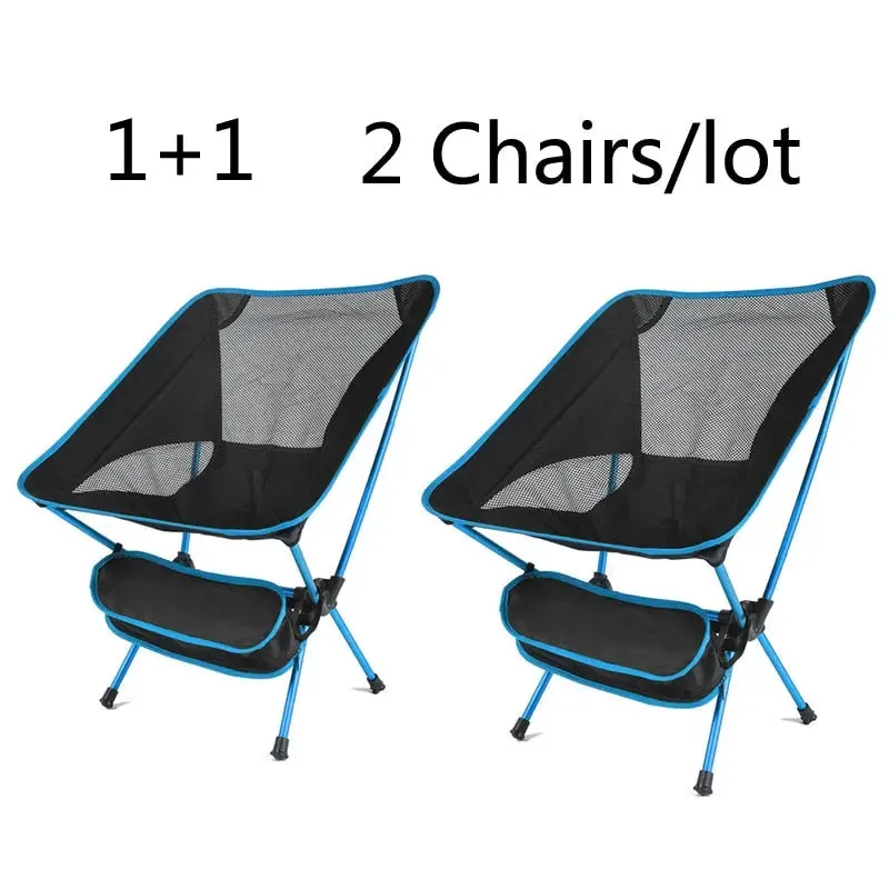 2 PCS Portable Ultralight Outdoor Folding Camping Chairs - Compact and Comfortable Beach Hiking Picnic BBQ Seat Fishing Tools