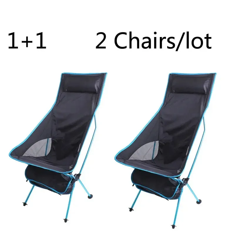 2 PCS Portable Ultralight Outdoor Folding Camping Chairs - Compact and Comfortable Beach Hiking Picnic BBQ Seat Fishing Tools