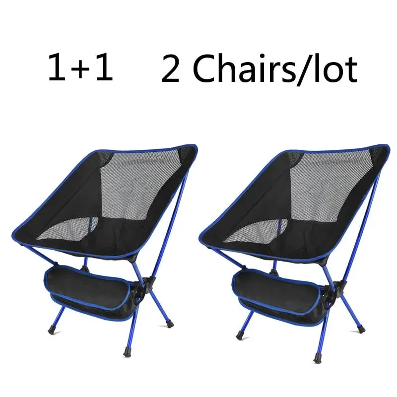 2 PCS Portable Ultralight Outdoor Folding Camping Chairs - Compact and Comfortable Beach Hiking Picnic BBQ Seat Fishing Tools