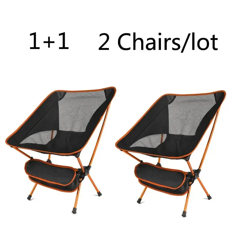 2 PCS Portable Ultralight Outdoor Folding Camping Chairs - Compact and Comfortable Beach Hiking Picnic BBQ Seat Fishing Tools