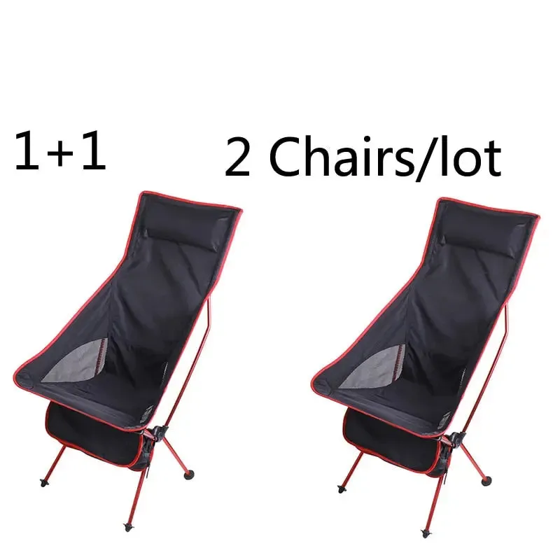 2 PCS Portable Ultralight Outdoor Folding Camping Chairs - Compact and Comfortable Beach Hiking Picnic BBQ Seat Fishing Tools