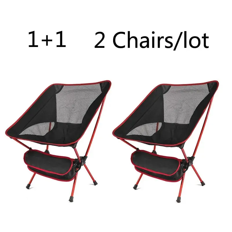 2 PCS Portable Ultralight Outdoor Folding Camping Chairs - Compact and Comfortable Beach Hiking Picnic BBQ Seat Fishing Tools
