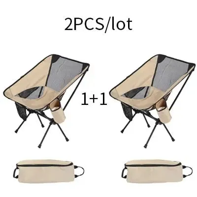 2 PCS Portable Ultralight Outdoor Folding Camping Chairs - Compact and Comfortable Beach Hiking Picnic BBQ Seat Fishing Tools