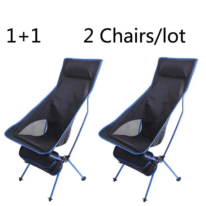 2 PCS Portable Ultralight Outdoor Folding Camping Chairs - Compact and Comfortable Beach Hiking Picnic BBQ Seat Fishing Tools