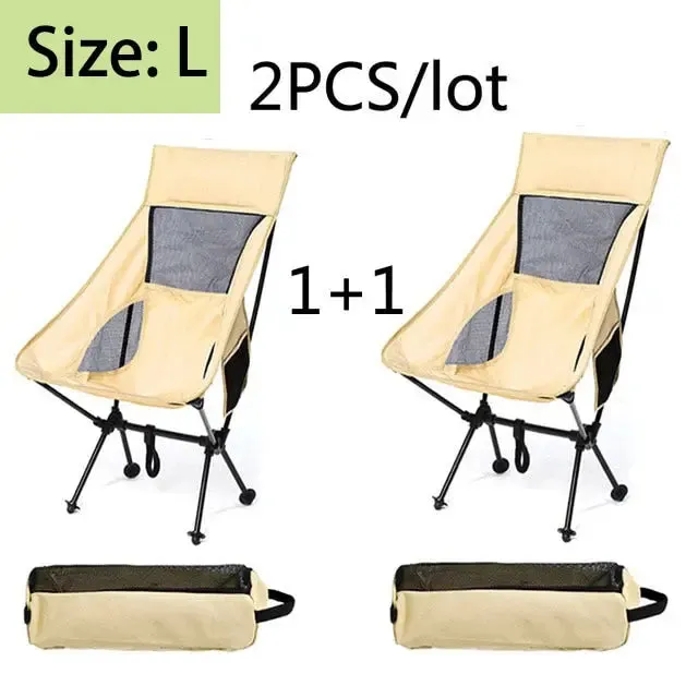 2 PCS Portable Ultralight Outdoor Folding Camping Chairs - Compact and Comfortable Beach Hiking Picnic BBQ Seat Fishing Tools