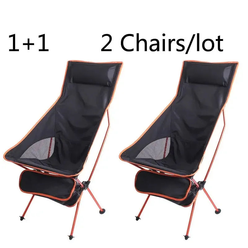 2 PCS Portable Ultralight Outdoor Folding Camping Chairs - Compact and Comfortable Beach Hiking Picnic BBQ Seat Fishing Tools