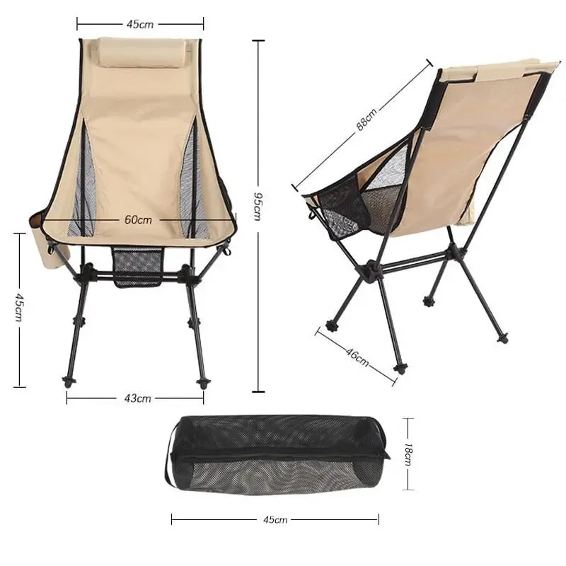 2 PCS Portable Ultralight Outdoor Folding Camping Chairs - Compact and Comfortable Beach Hiking Picnic BBQ Seat Fishing Tools
