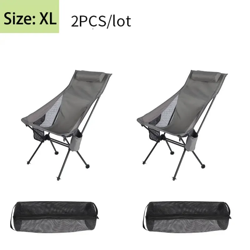 2 PCS Portable Ultralight Outdoor Folding Camping Chairs - Compact and Comfortable Beach Hiking Picnic BBQ Seat Fishing Tools