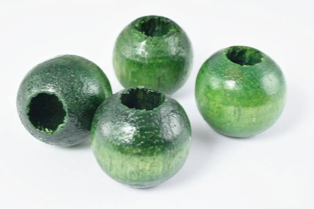 21x20mm Round Large Hole Green Wooden Beads, Wooden Beading Tools, Large Hole Green Wood Beads, Macrame Beads, Round Wooden Beads, DIY