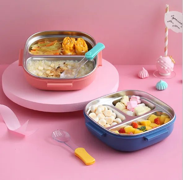 304 Portable - Stainless Steel Lunch Box with 2 Compartment for Kids
