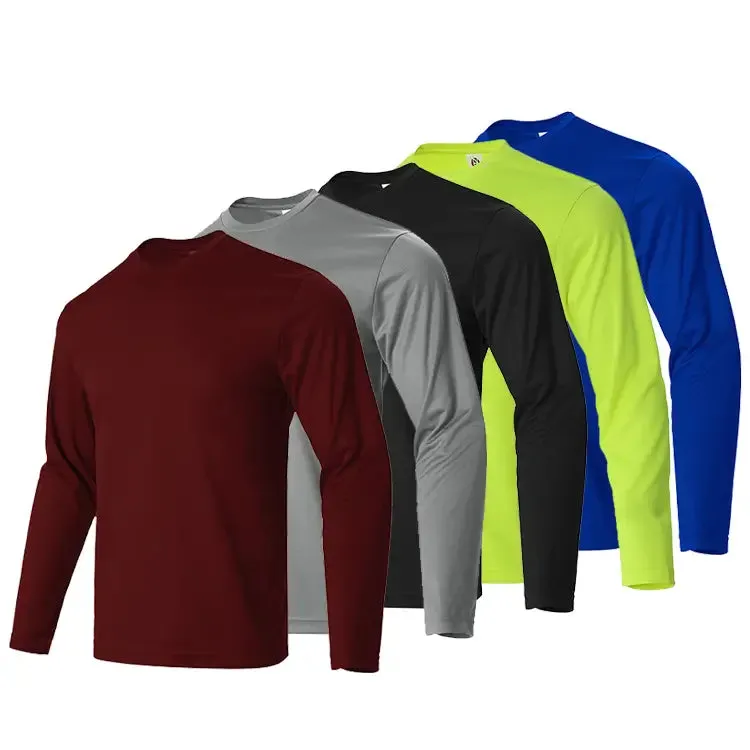 5-Pack Mens Moisture-Wicking Long Sleeve Athletic T-Shirts