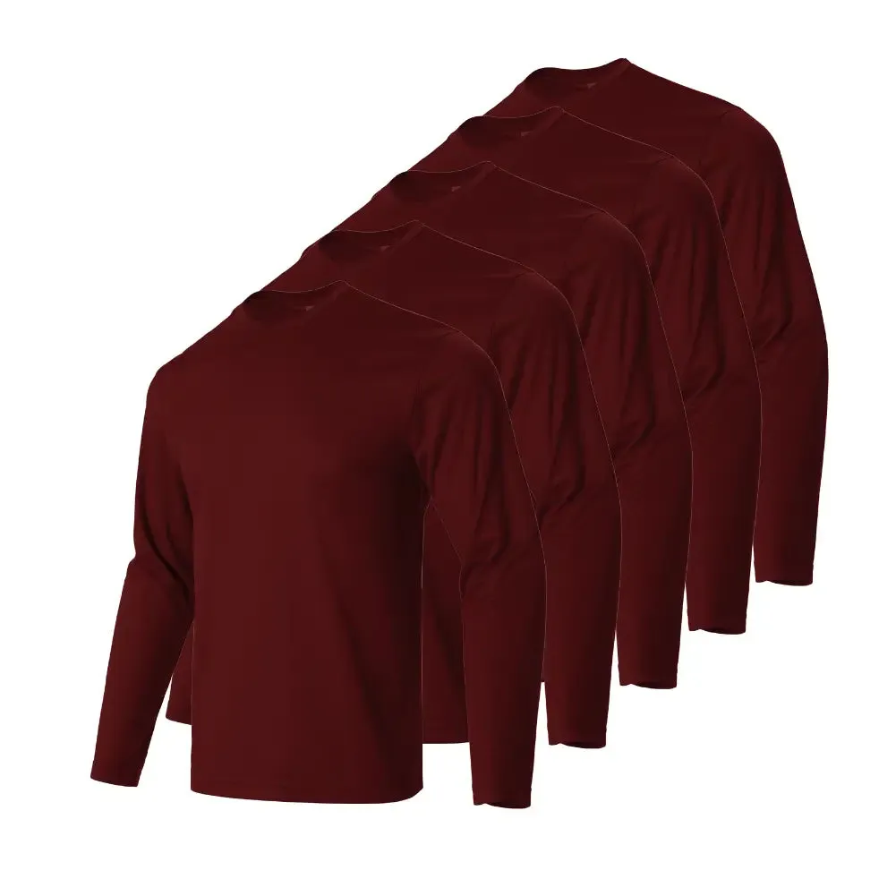 5-Pack Mens Moisture-Wicking Long Sleeve Athletic T-Shirts