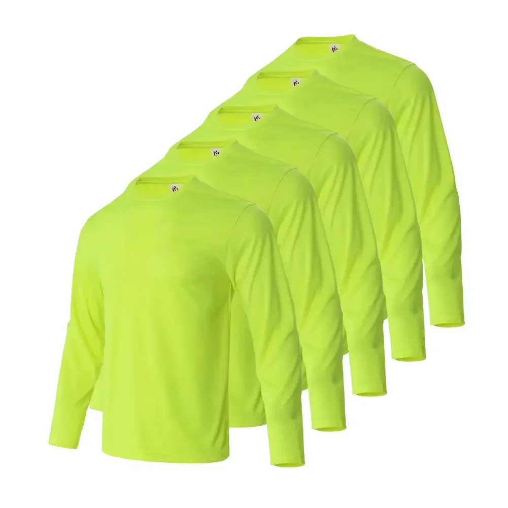 5-Pack Mens Moisture-Wicking Long Sleeve Athletic T-Shirts