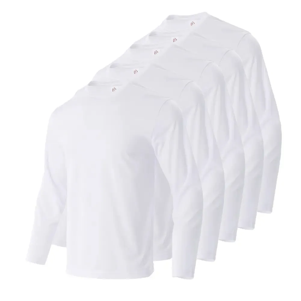 5-Pack Mens Moisture-Wicking Long Sleeve Athletic T-Shirts