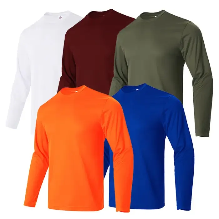 5-Pack Mens Moisture-Wicking Long Sleeve Athletic T-Shirts