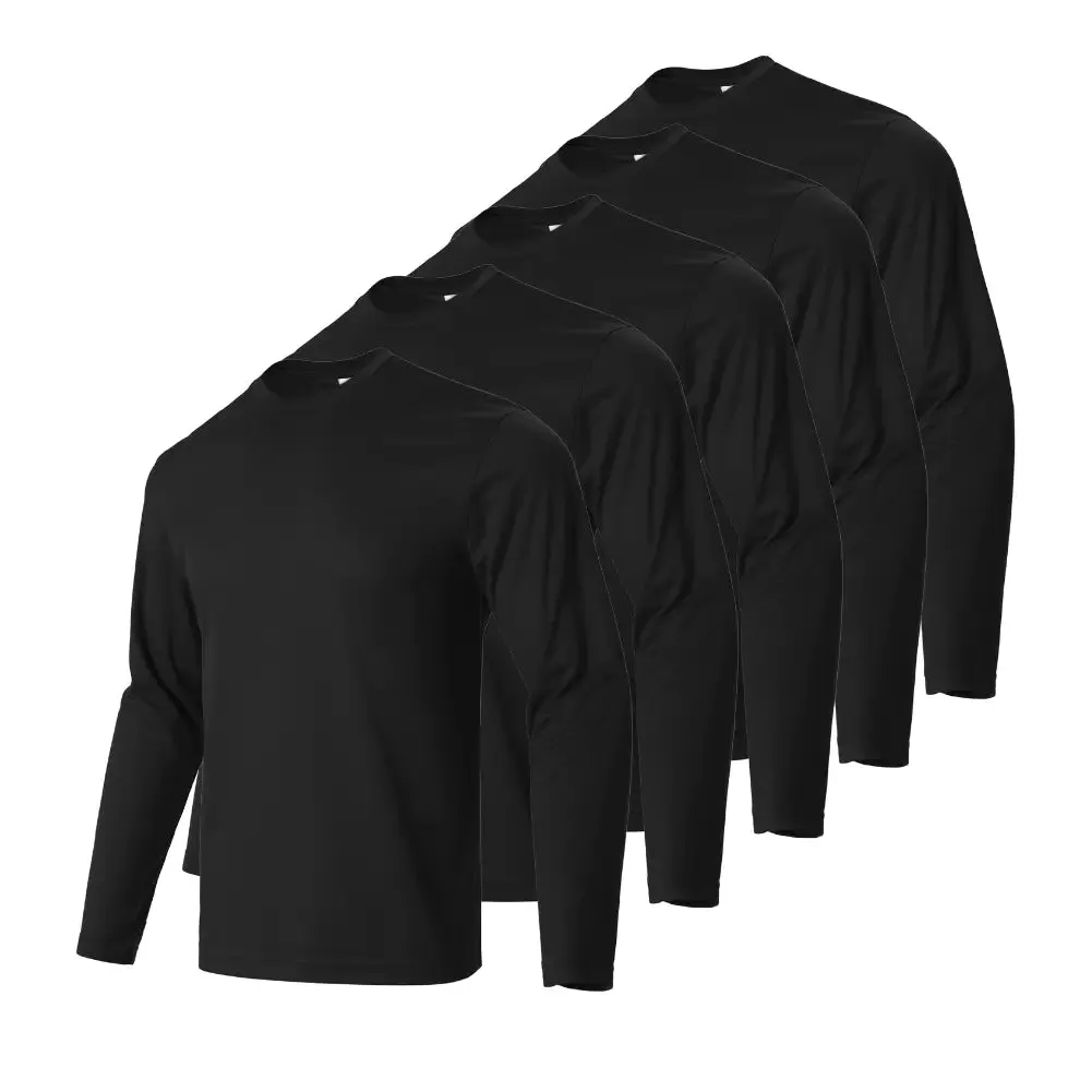 5-Pack Mens Moisture-Wicking Long Sleeve Athletic T-Shirts