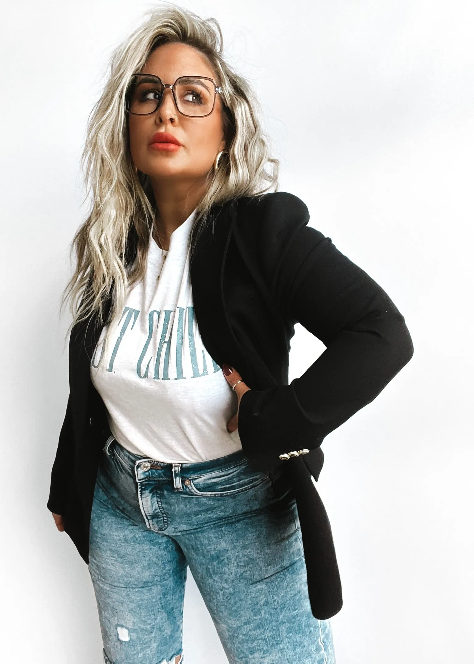 90's JUST CHILL SIDE SLIT TEE