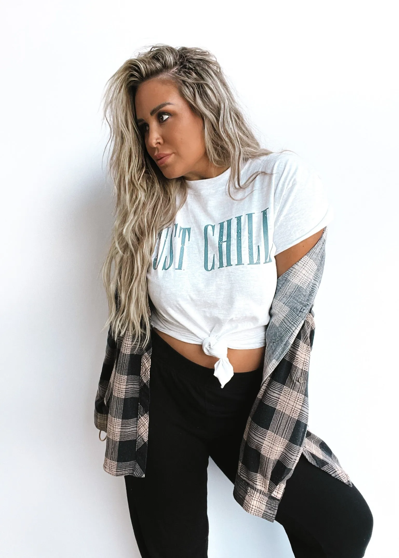 90's JUST CHILL SIDE SLIT TEE