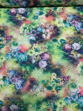 A Floral Dream Printed Embroidered Eyelet Polyester - Multicolor