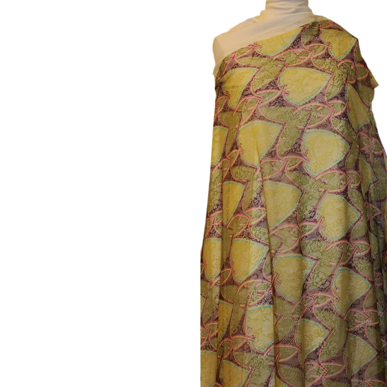 Abstract Printed Netting - Yellow