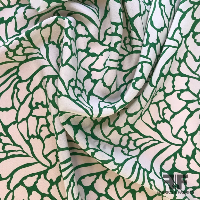 Abstract Silk Crepe de Chine - Green/Off-White
