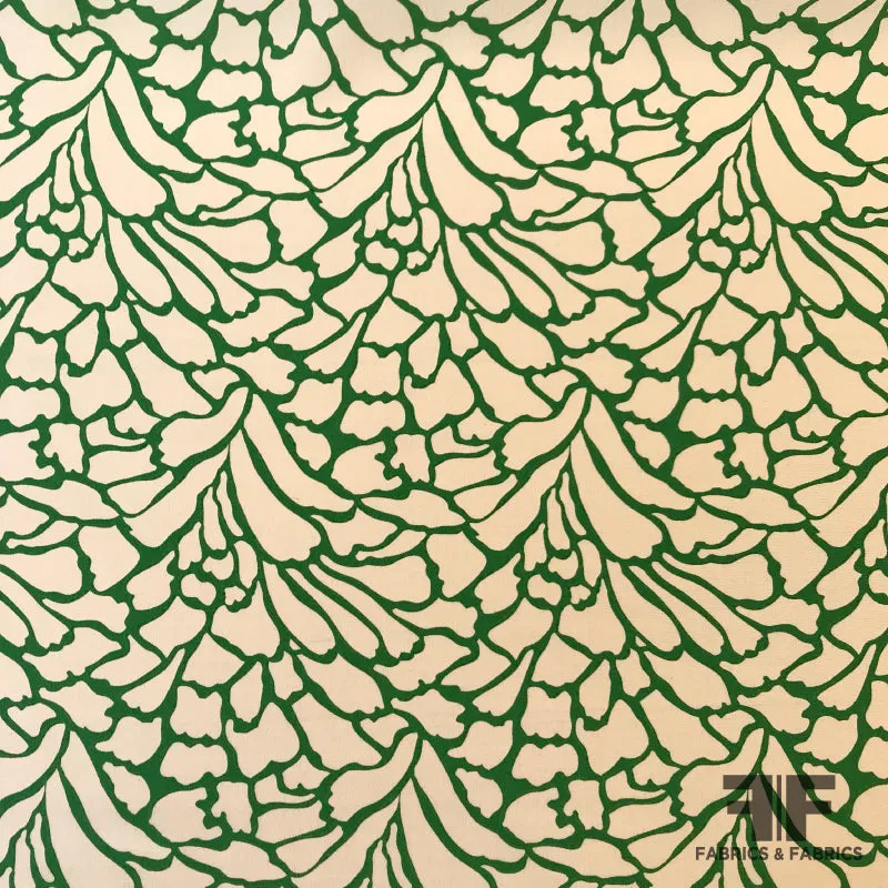 Abstract Silk Crepe de Chine - Green/Off-White