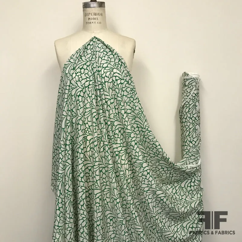 Abstract Silk Crepe de Chine - Green/Off-White