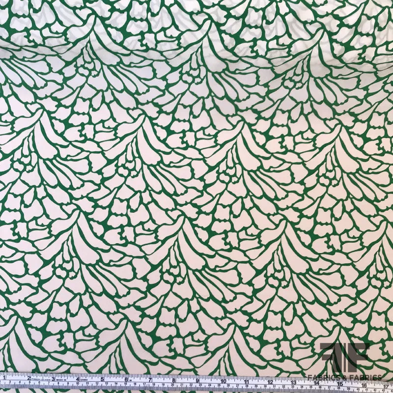 Abstract Silk Crepe de Chine - Green/Off-White
