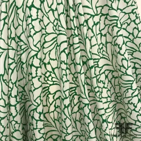 Abstract Silk Crepe de Chine - Green/Off-White