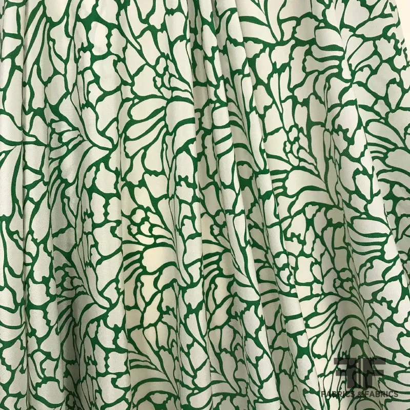 Abstract Silk Crepe de Chine - Green/Off-White