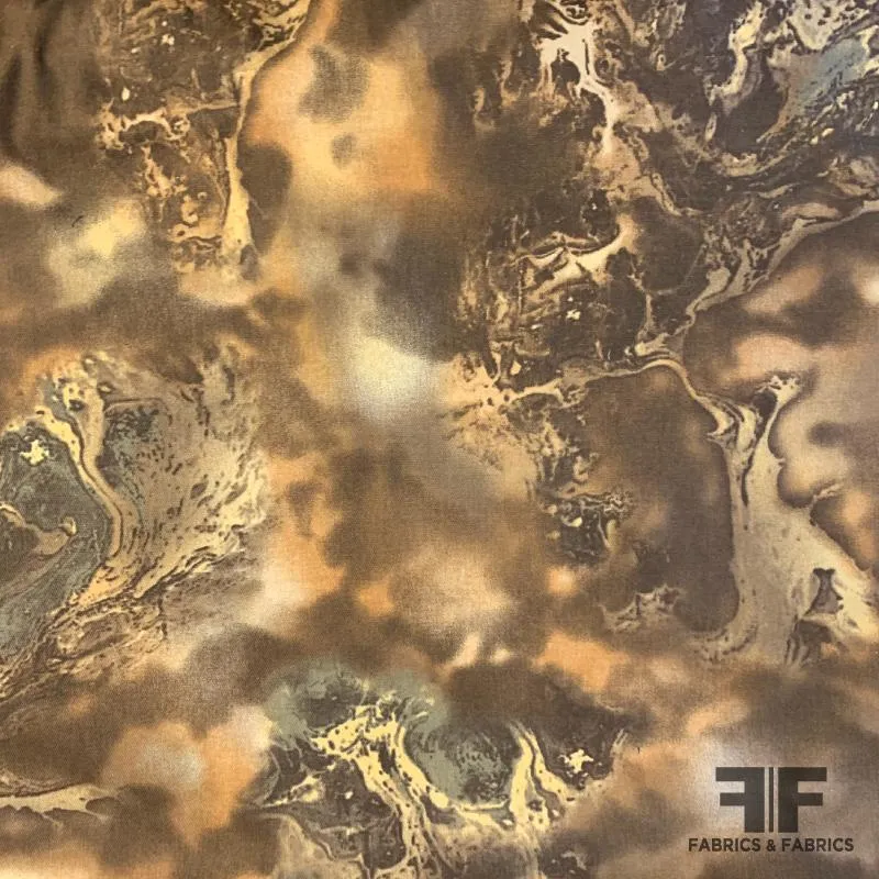 Abstract Stretch Cotton Twill - Brown/Caramel