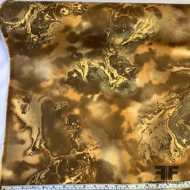 Abstract Stretch Cotton Twill - Brown/Caramel