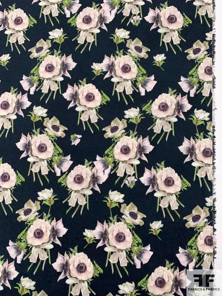 Adam Lippes Signature Floral Printed Stretch Cotton Poplin - Black / Green / Off-White
