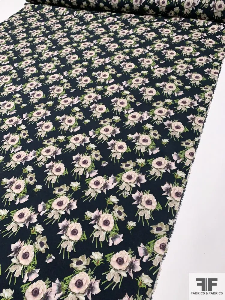 Adam Lippes Signature Floral Printed Stretch Cotton Poplin - Black / Green / Off-White