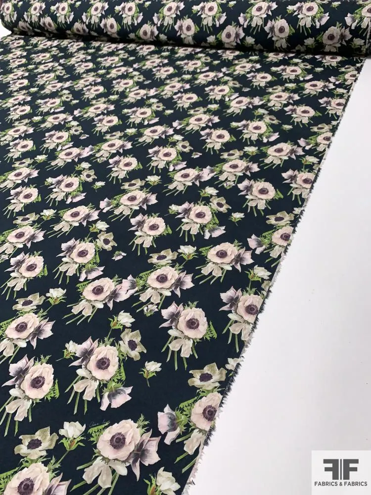 Adam Lippes Signature Floral Printed Stretch Cotton Poplin - Black / Green / Off-White