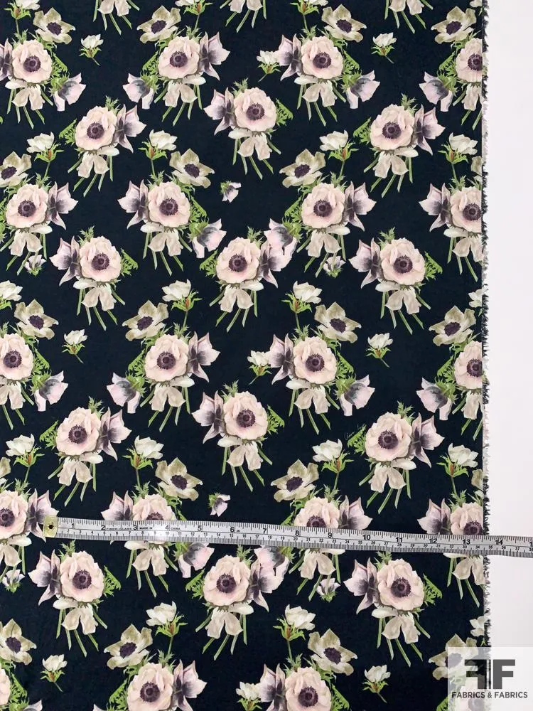 Adam Lippes Signature Floral Printed Stretch Cotton Poplin - Black / Green / Off-White