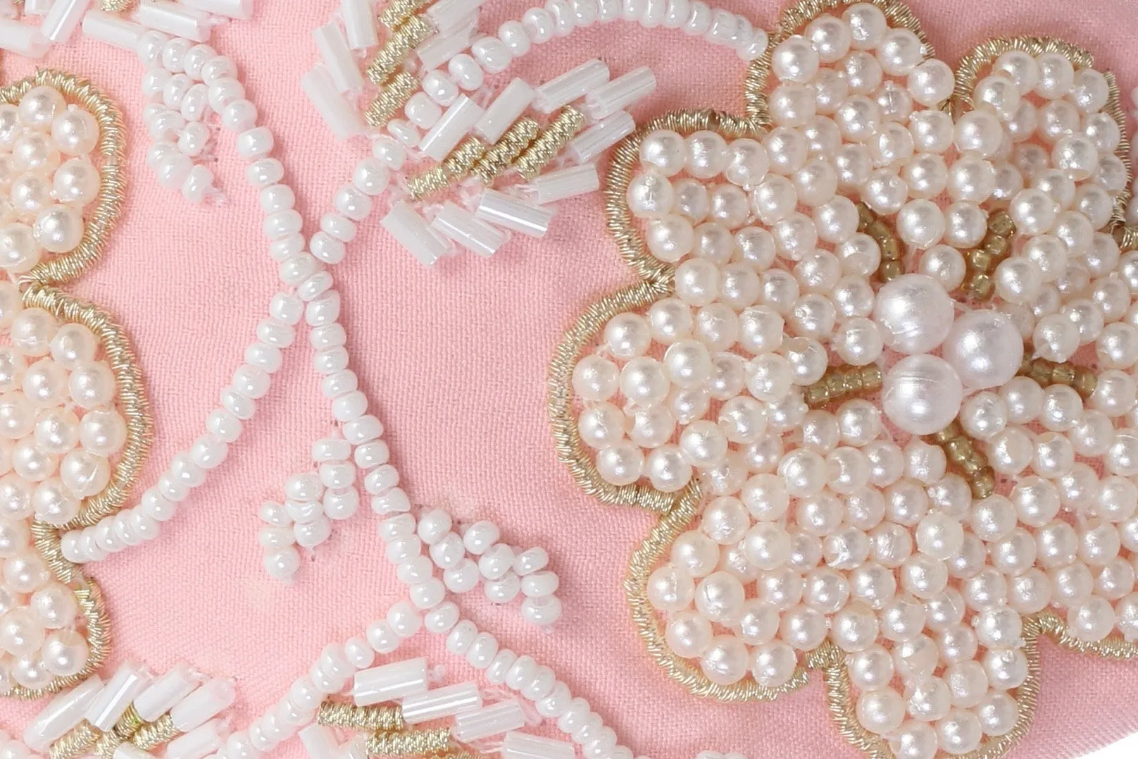 Agata Pink Bead Embroidered Women Headband