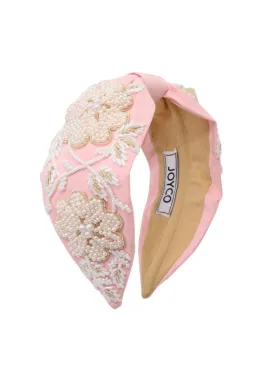 Agata Pink Bead Embroidered Women Headband